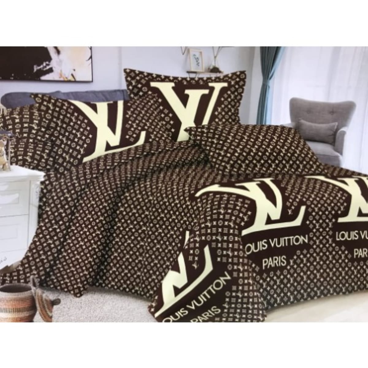 Duvet With Bedsheet And 4 Pillowcases - LV Print