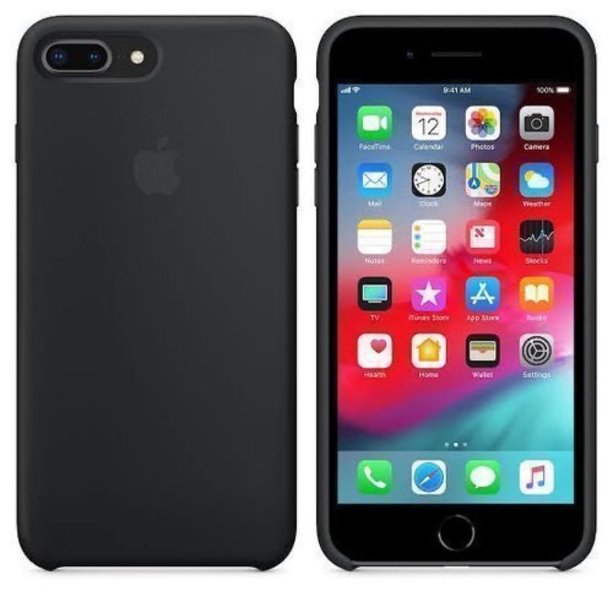 Back Protective Case Pouch For Silicon iPhone 7 8 Plus Black