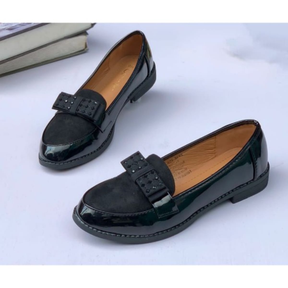 Soled Ladies Flat Shoe - Black
