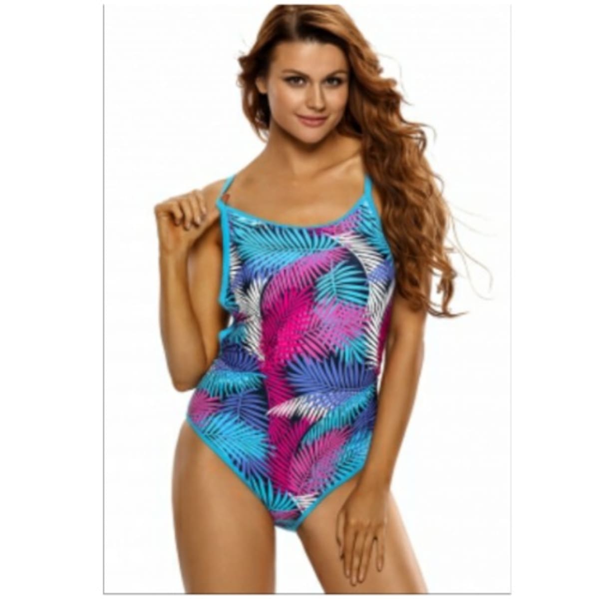 Pink palm leaf bathing suit deals