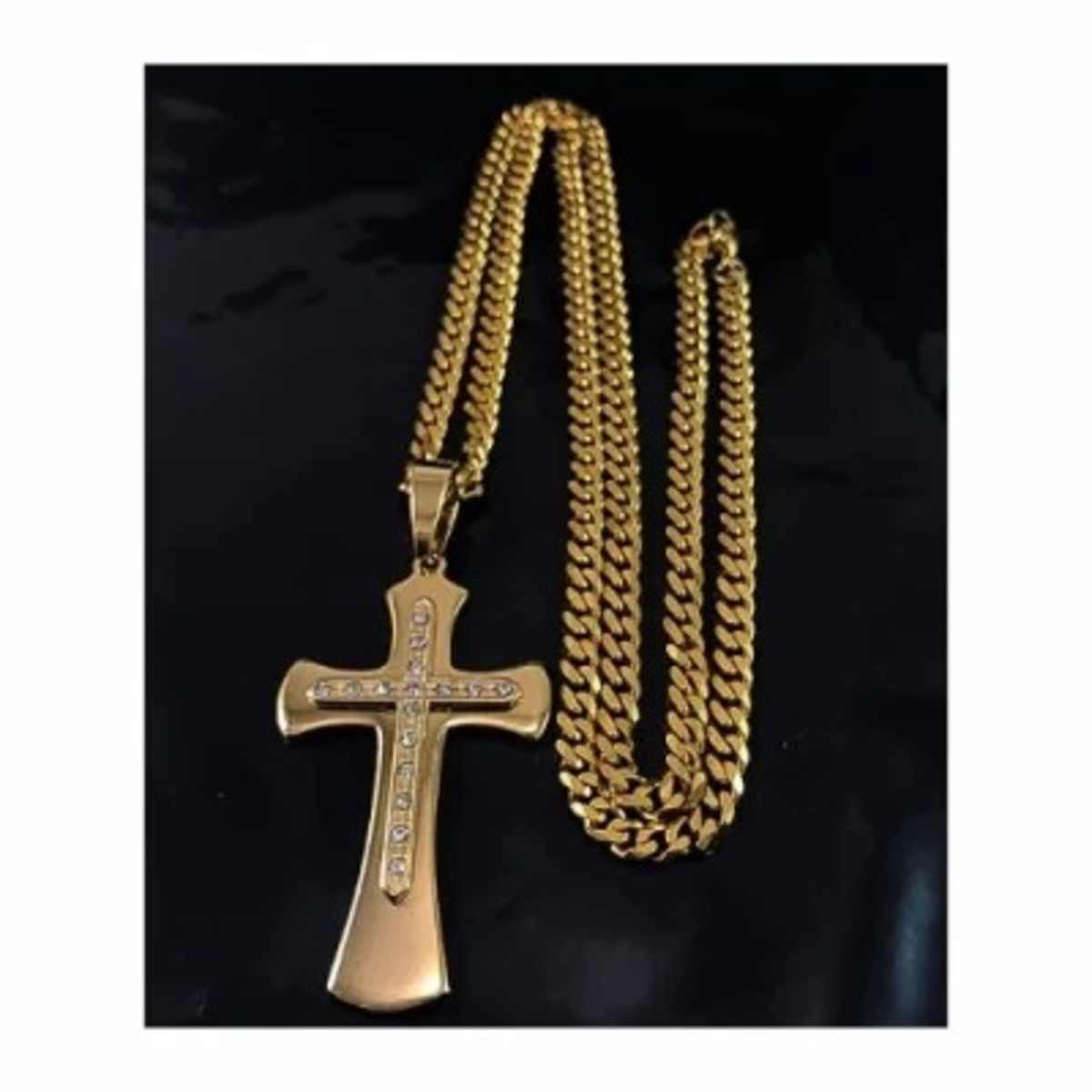 Cuban link gold outlet chain with cross