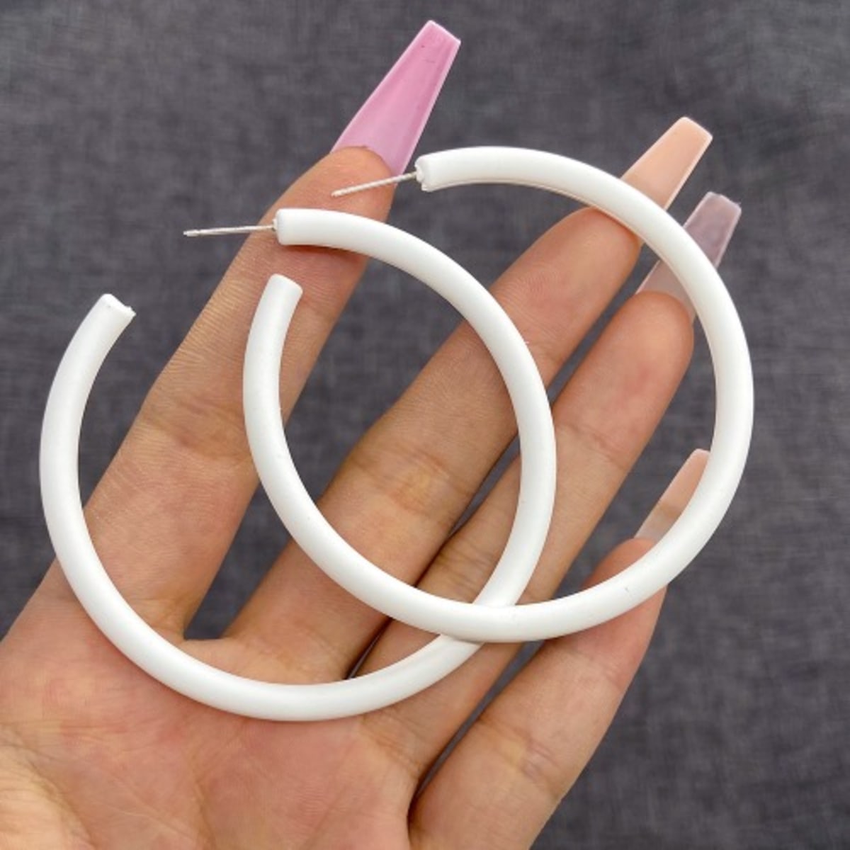 White plastic new arrivals hoop earrings