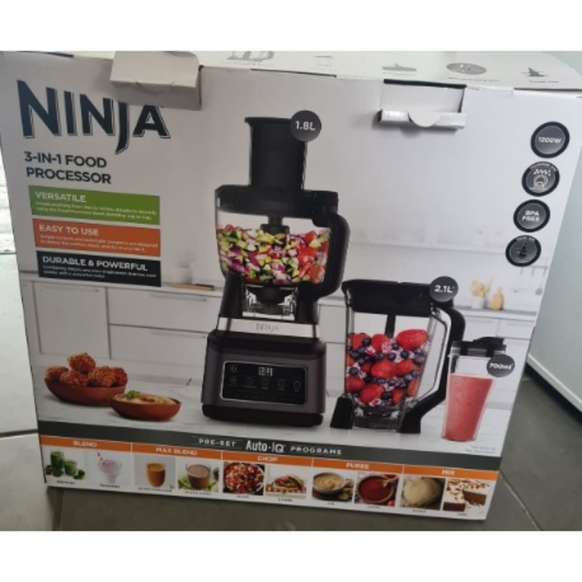 Ninja 3-in-1 Food Processor with Auto-IQ BN800UKDB - Kitchen And