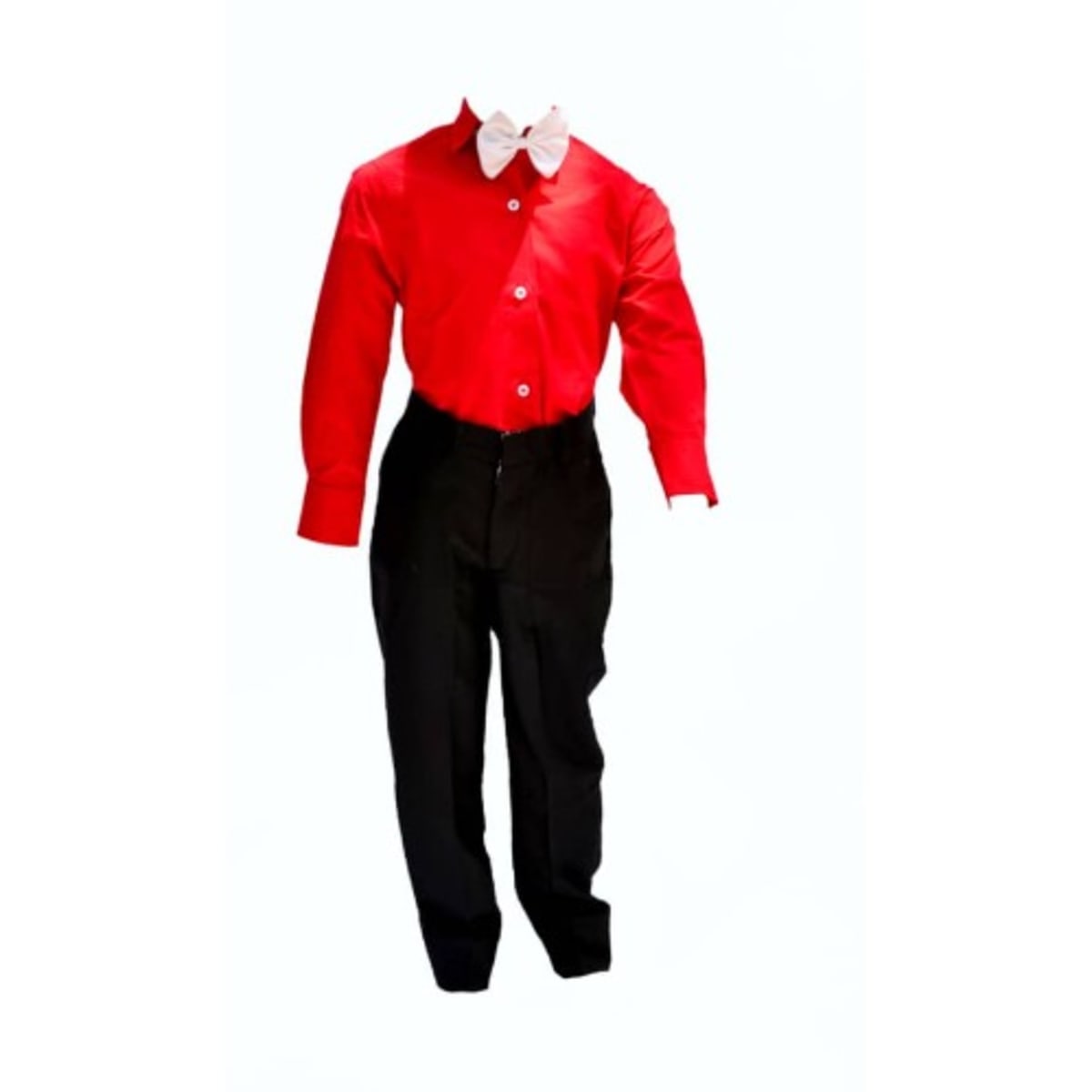 Boys Set Red Shirt Black Trouser And White Bow Tie Konga