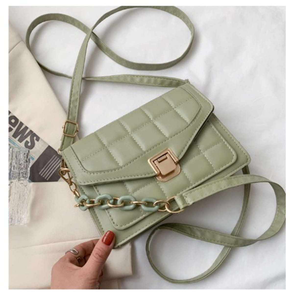 Green mini top handbag