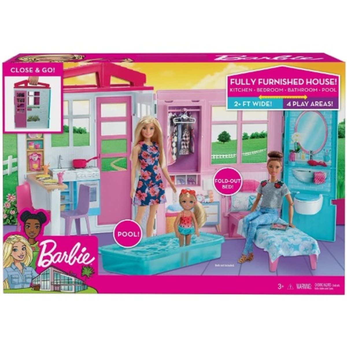 Barbie fully furnished close and go house best sale
