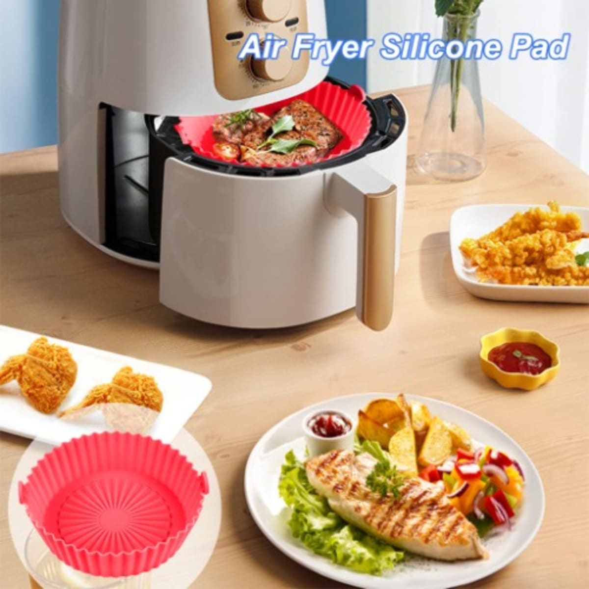 Silicon Air Fryer Non Stick Baking Pan Tray - 7.5 inches