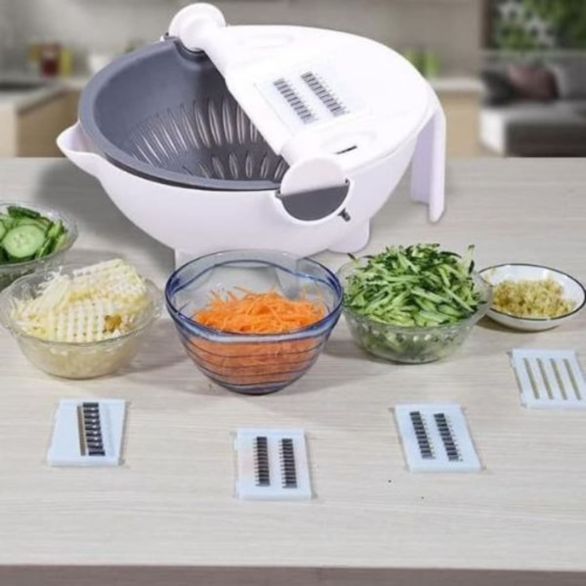 Magic Rotate 9 In 1 Multi-function Vegetable Cutter With Drain Basket