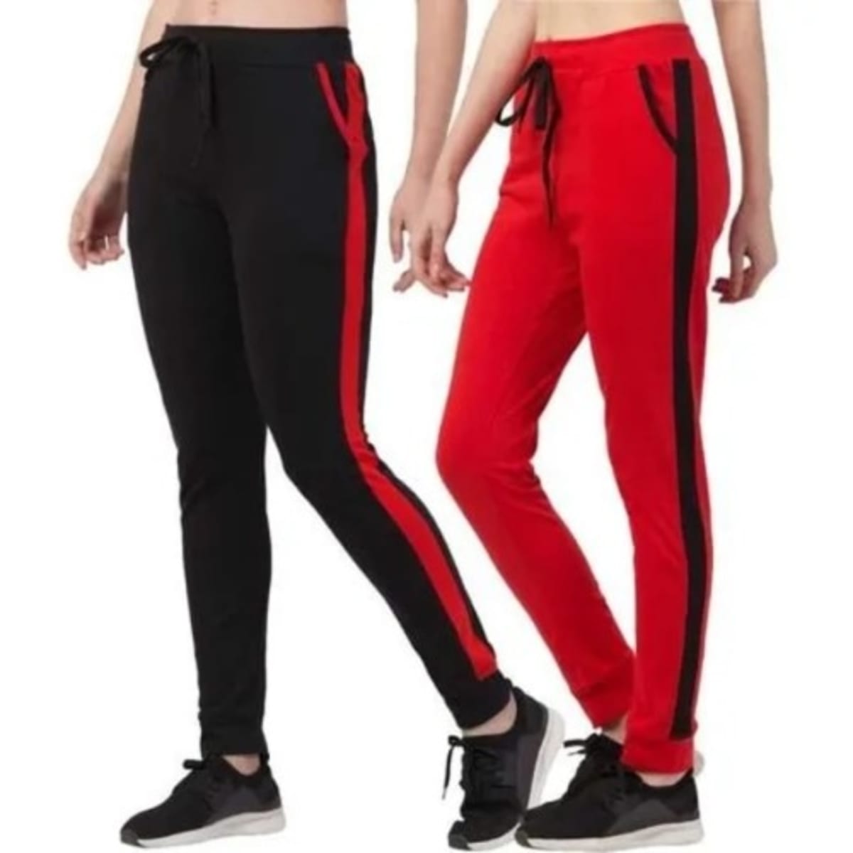 Joggers For Ladies - Red & Black