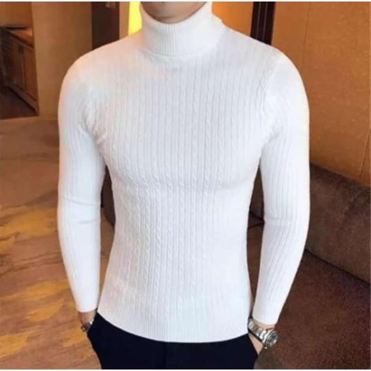 LONGBIDA Turtleneck T-Shirt Men Slim Fit Lightweight Long Sleeve Pullover  Top