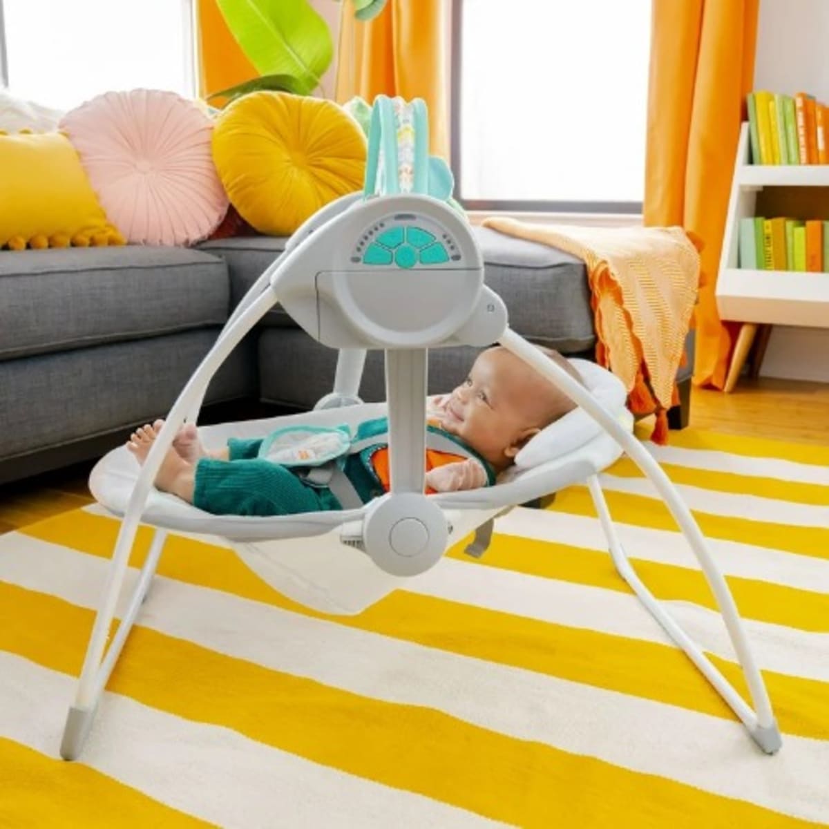 Bright Starts Whimsical Wild Portable Compact Baby Swing With
