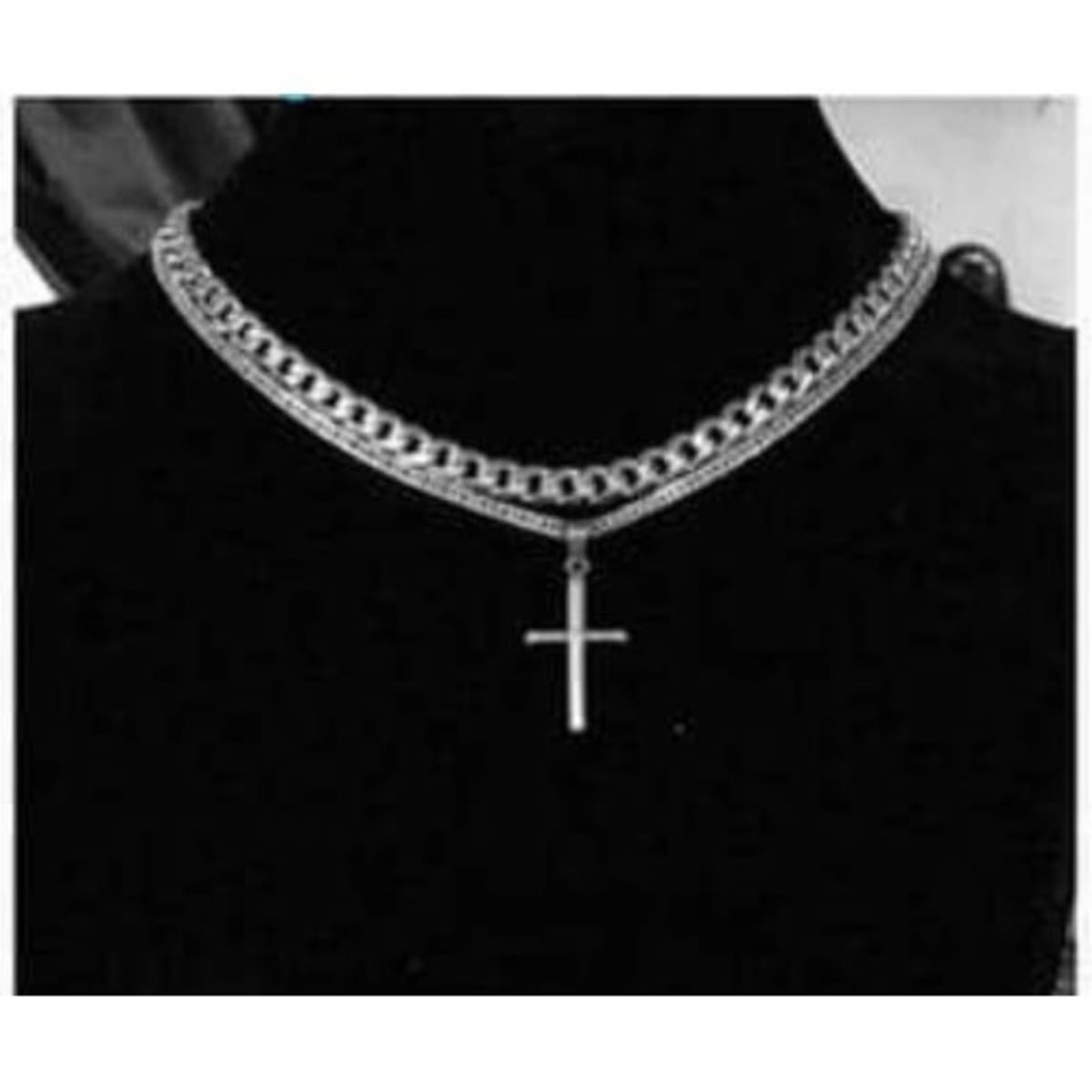Silver cuban link chain store with cross