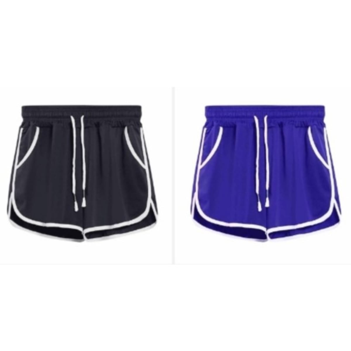 Set Of 2 Solid Ladies Sport gym Shorts Blue And Black Konga