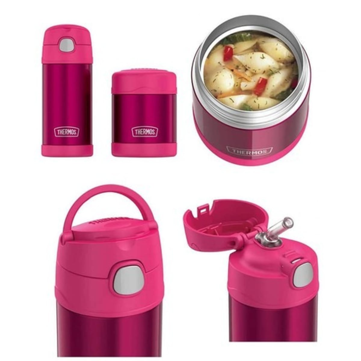 Thermos Funtainer Bottle and Food Jar Lunch Set Pink