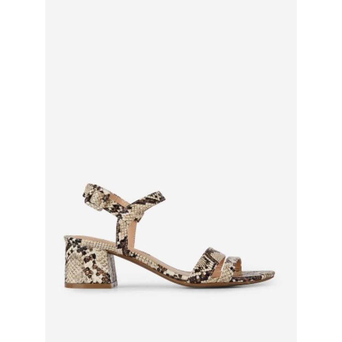 Dorothy Perkins Biege Binkie Snake Print Low Heeled Sandals