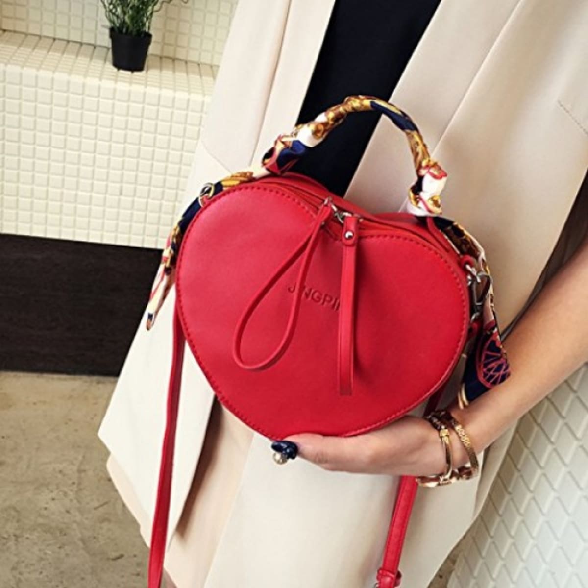 Red heart shaped sale crossbody bag