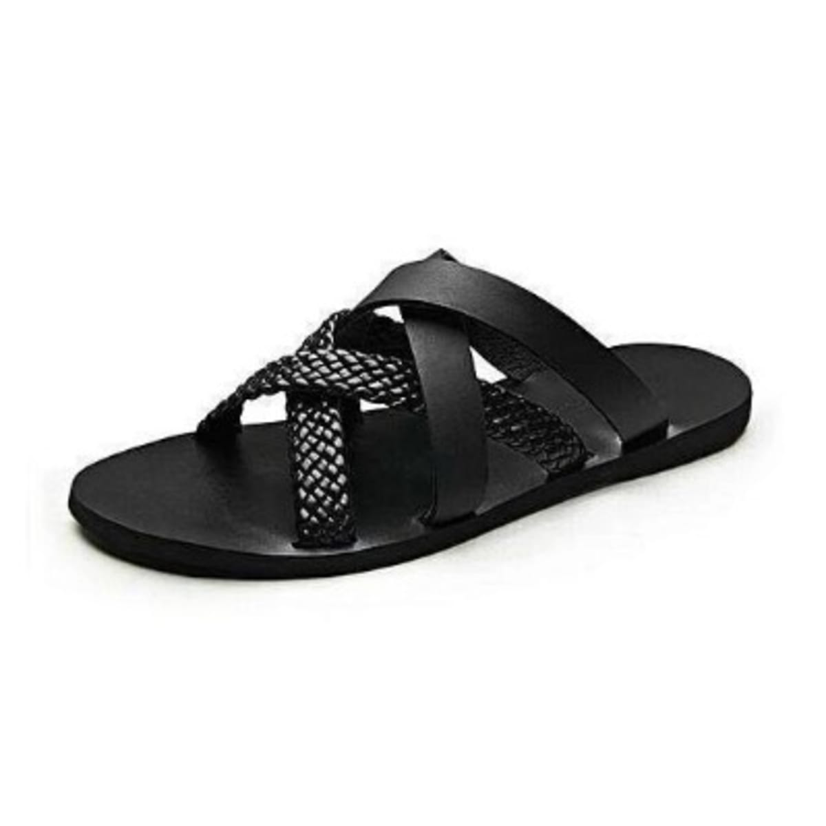 Men s Palm Slippers With Mesh Black Konga Online Shopping