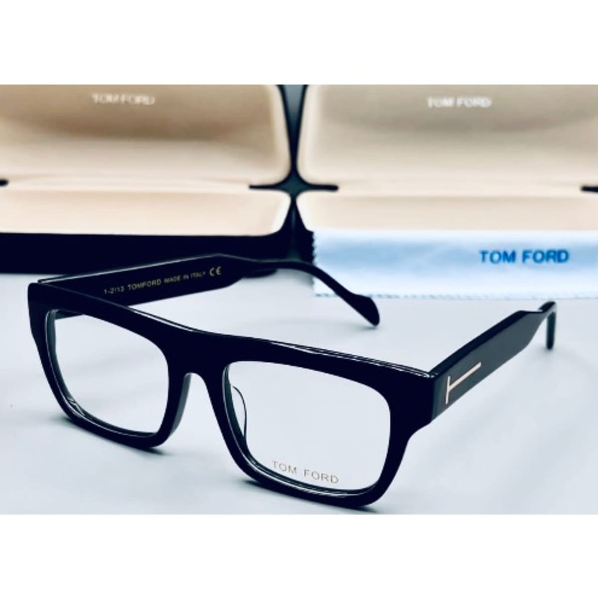 Tom Ford Dark Havana Unisex Clear Lense Square Eyeglasses