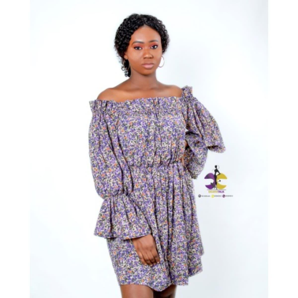 Off the shoulder skater dress sales long sleeve