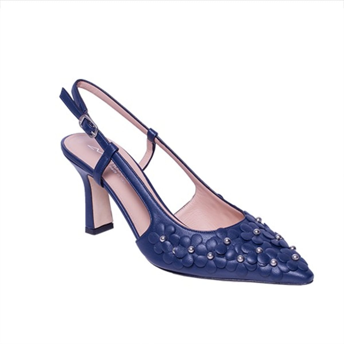 Navy blue dress best sale sandals low heel