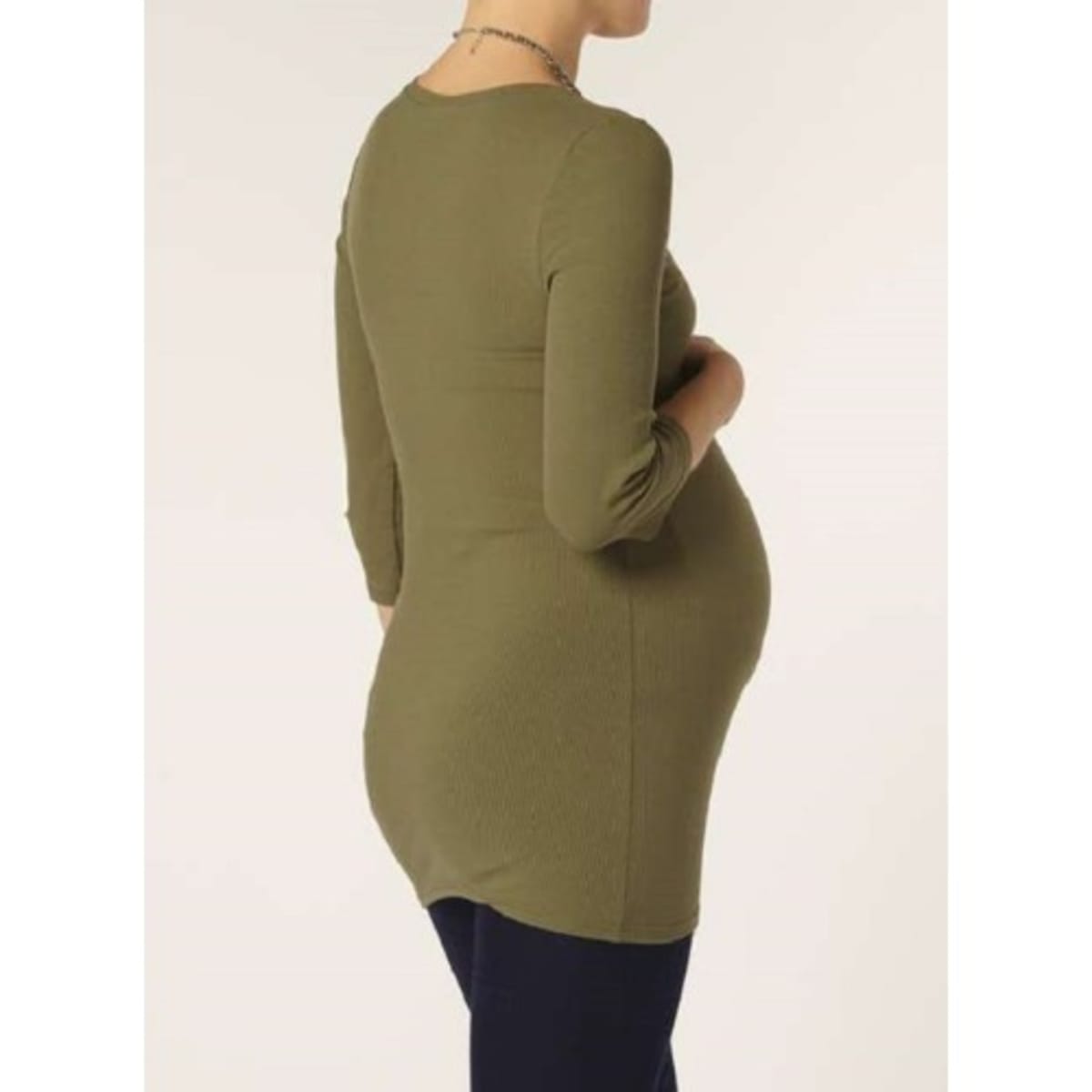 Dorothy Perkins Round Neckline Khaki Ribbed Maternity Top Konga