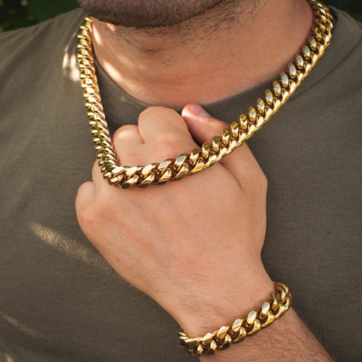 Fashion Jewelry Thick Cuban Chain And Bracelet Konga Online Shopping