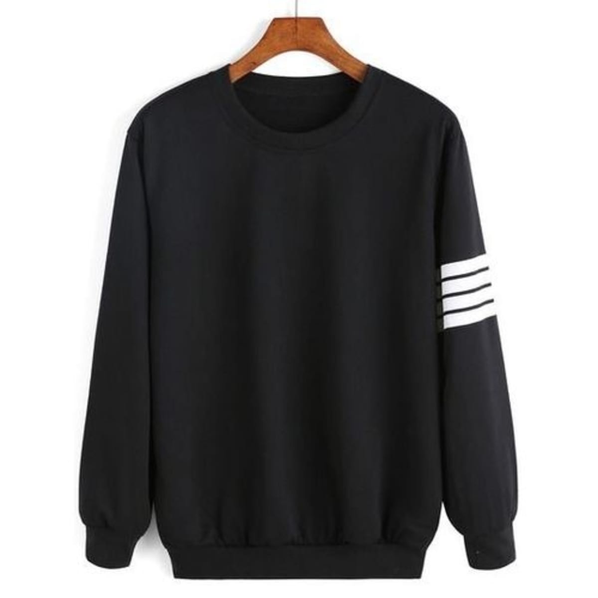 Black sweatshirt with white stripes sales