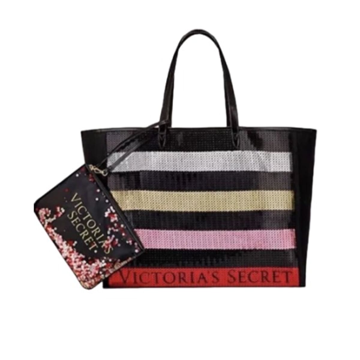Victoria's secret pink black sequin sale bag