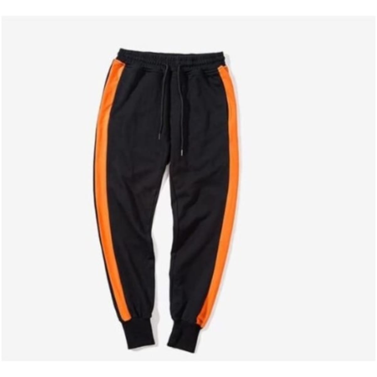Black sweatpants with orange 2025 stripe