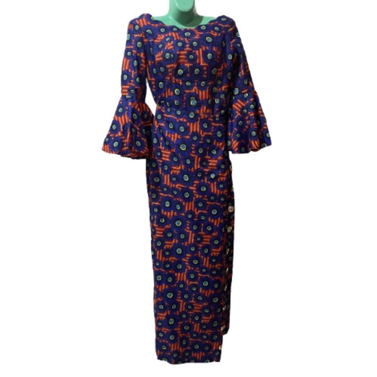 Ankara Dress With Flared Sleeves Long