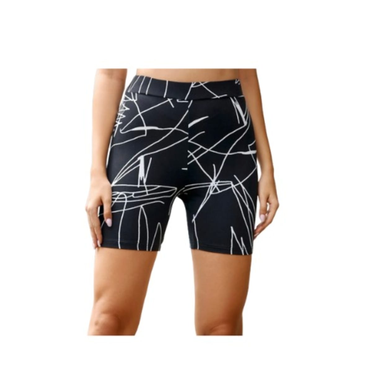 Shein Graphic Print Biker Shorts black white Konga Online