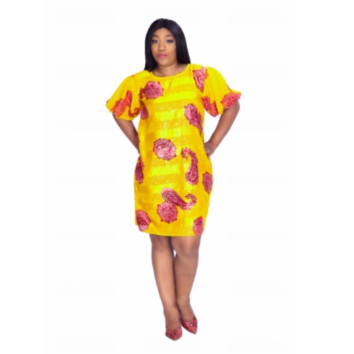 Yellow chiffon sale midi dress