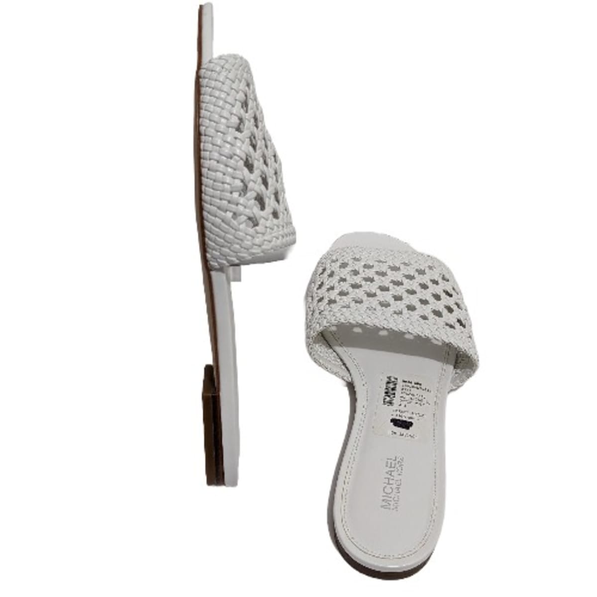 Michael Kors Augustine Woven Slide Slippers Optic White Konga