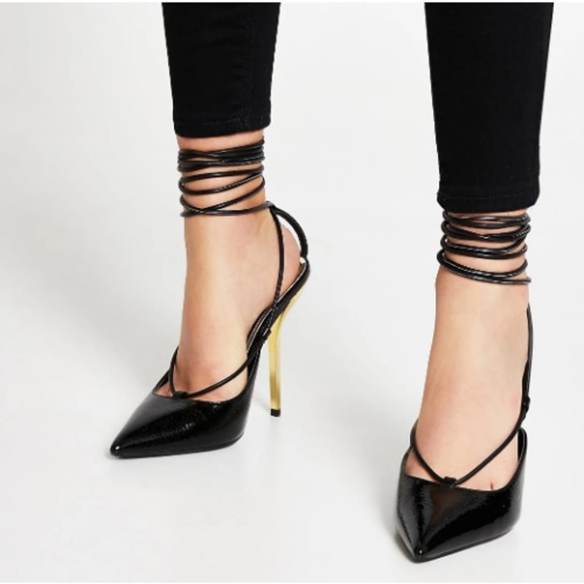 River Island Ankle Tie Court Shoes - Black | Konga Online Shopping