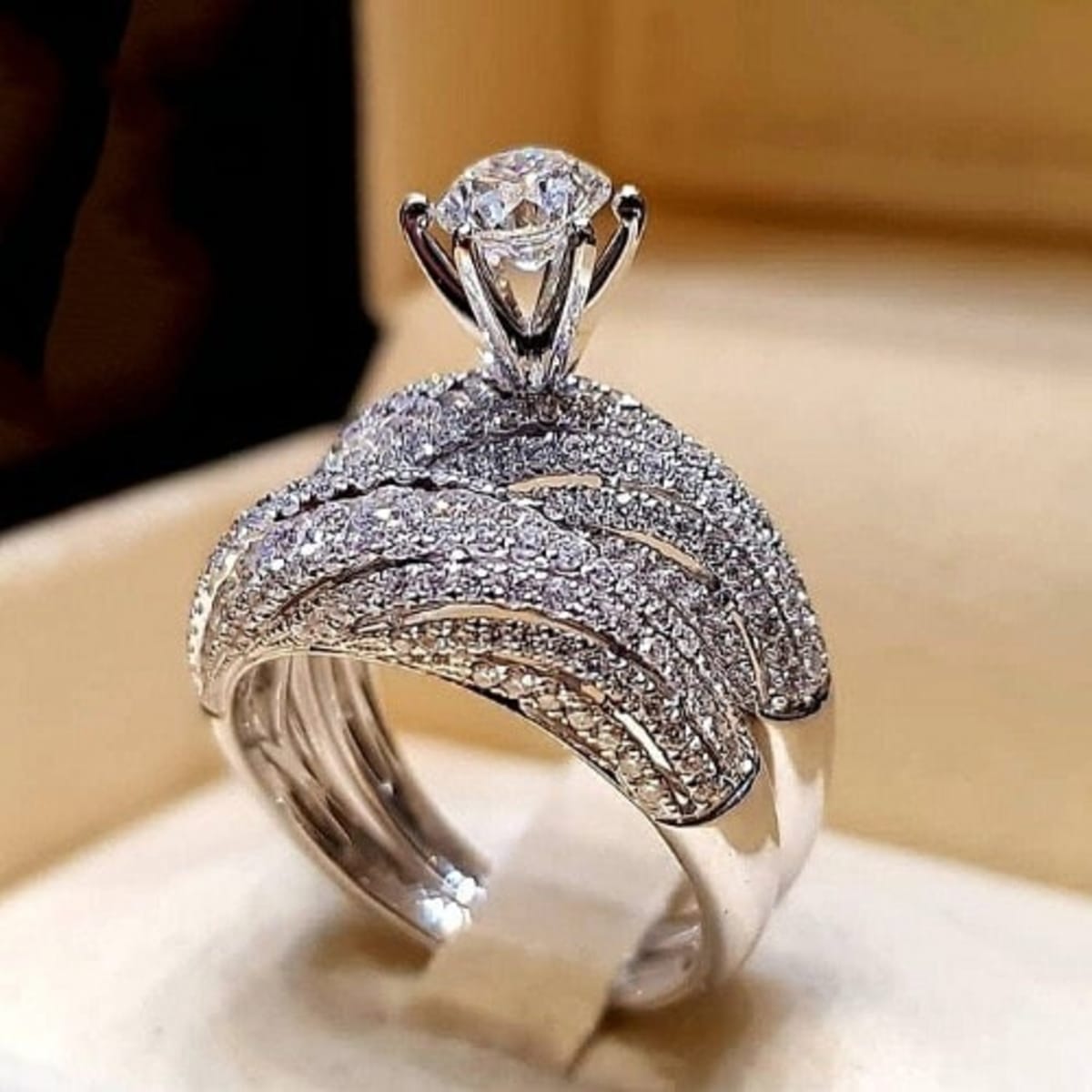 Women's engagement and hotsell wedding band sets