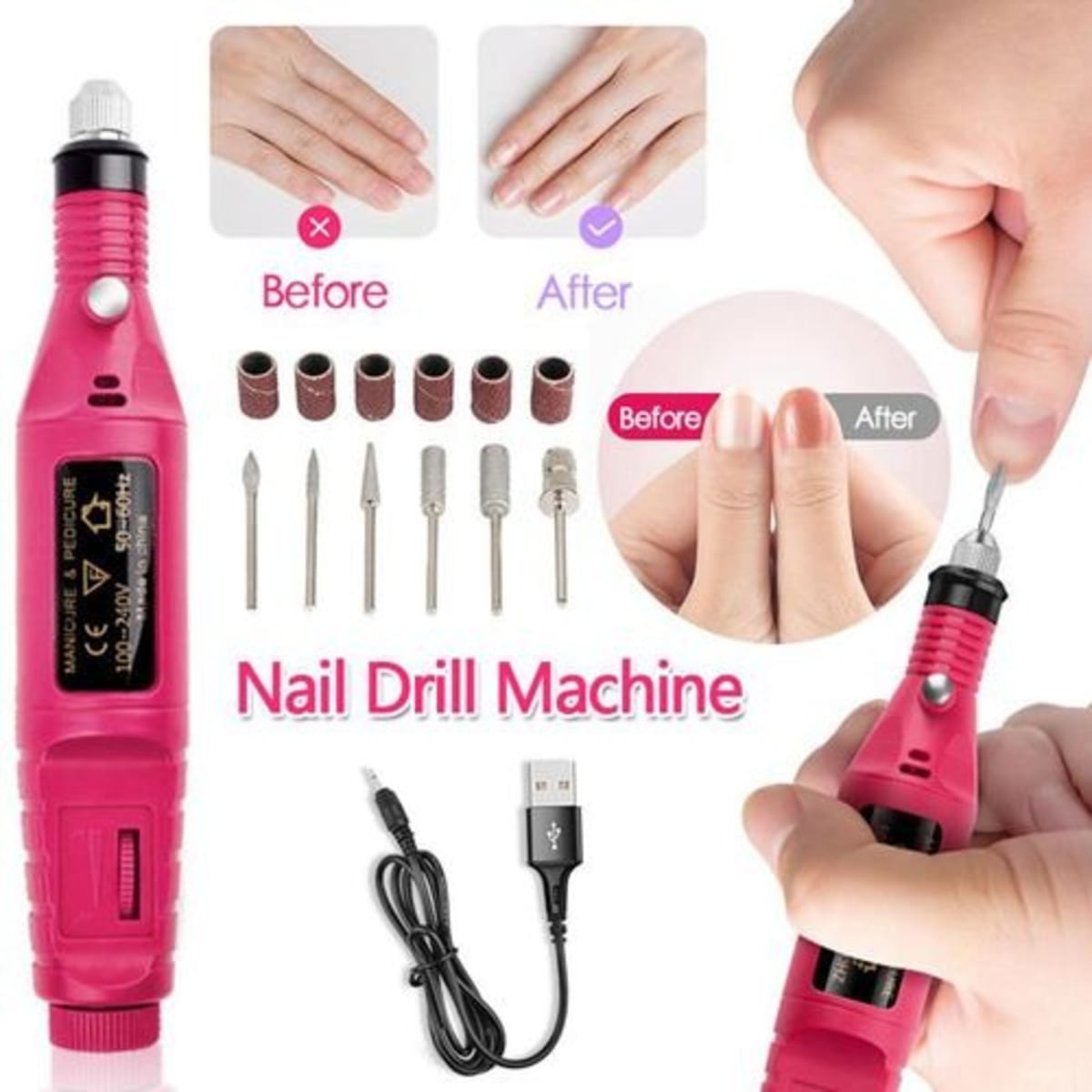 Electric Nail Drill Machine Manicure Pedicure Portable Nail File Buffer Set  UK | eBay
