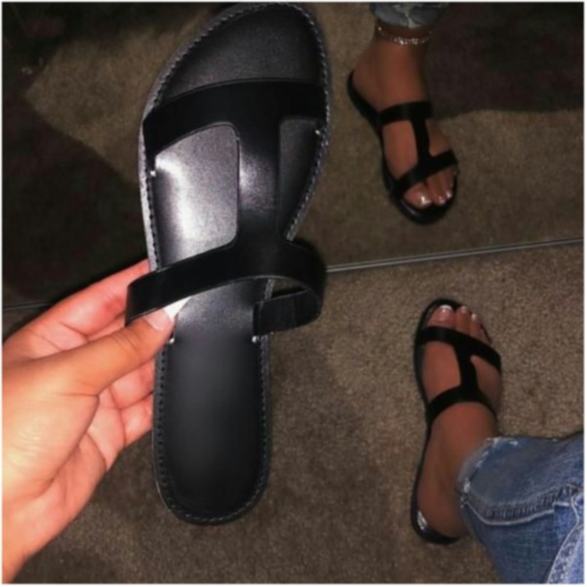 Female cheap palm slippers