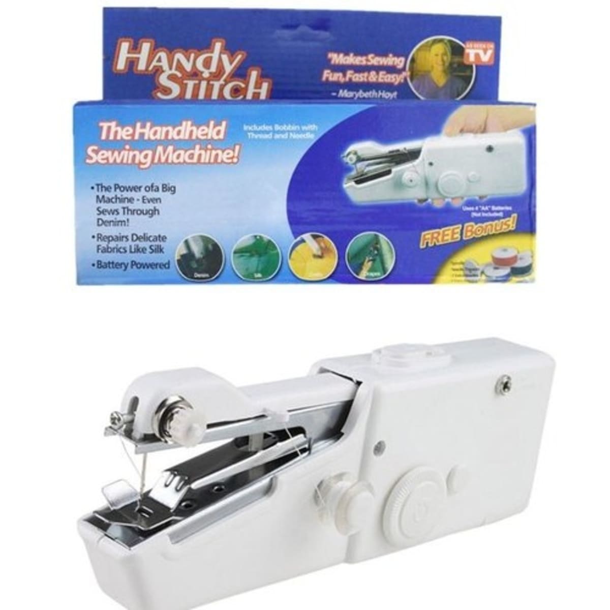 As Seen on TV Portable Hand Held Sewing Machine Quick Stitching Household Cordless Repairs - White
