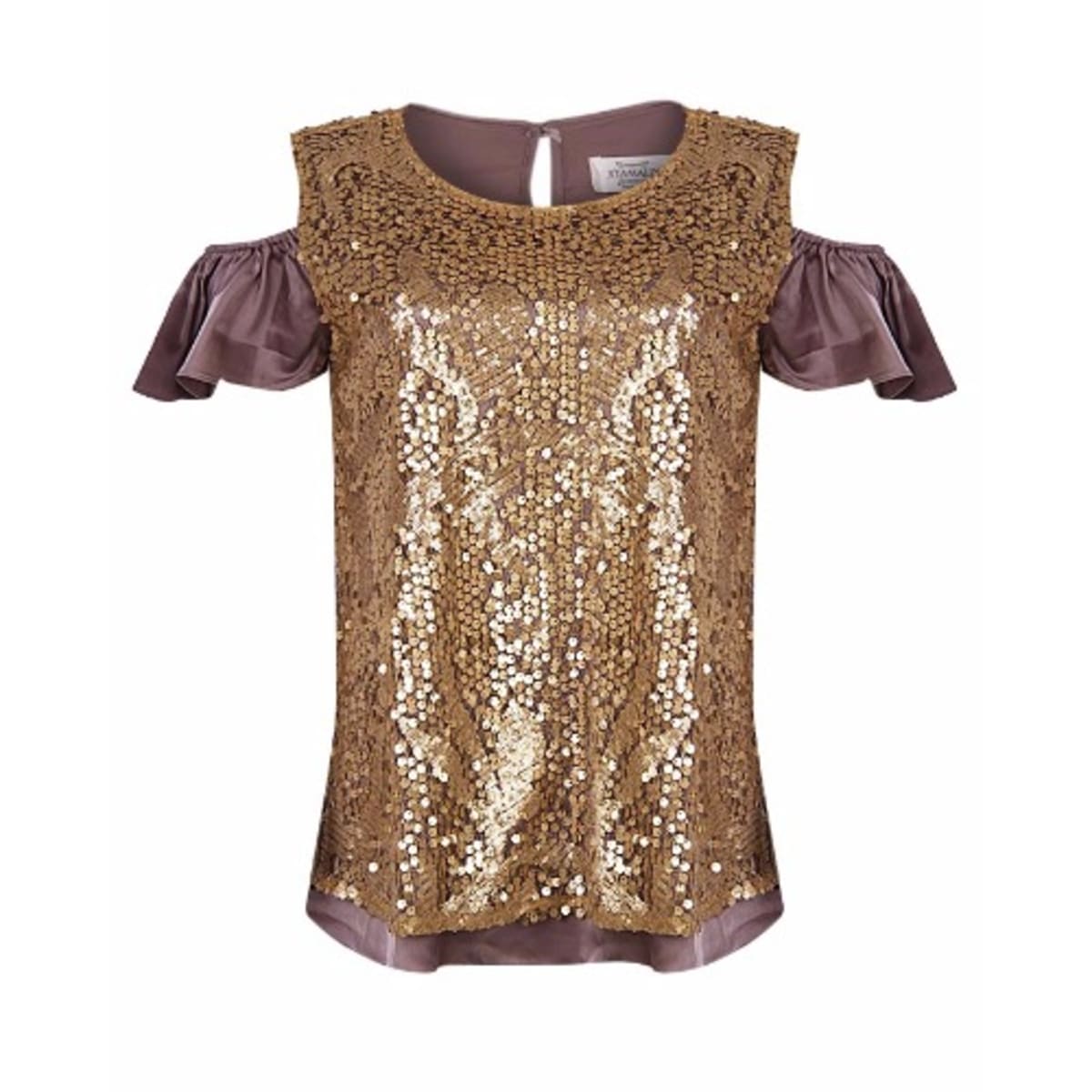 Gold cold shoulder top hot sale