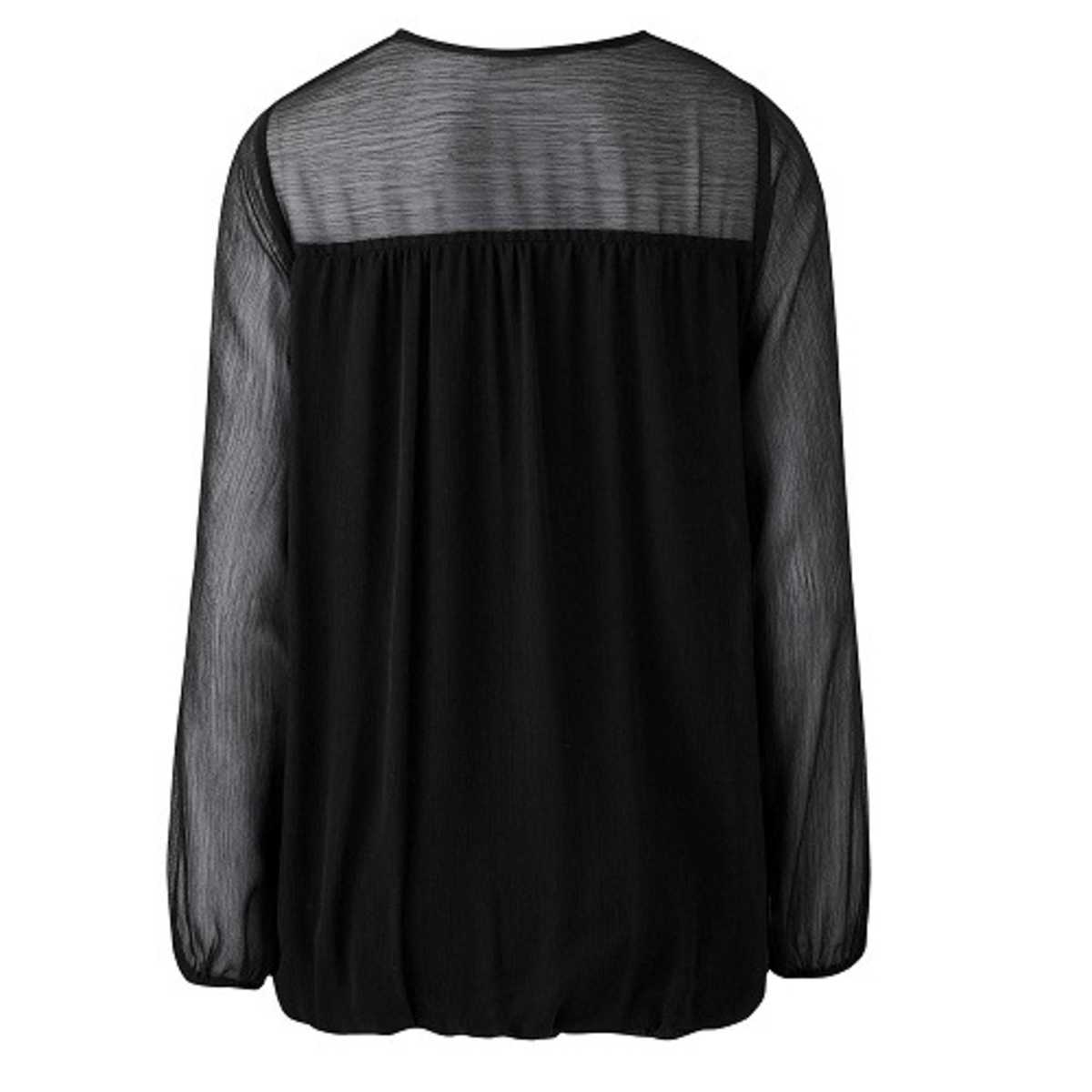 Split Sleeve Bubble Hem Top Plus Size Black Konga Online