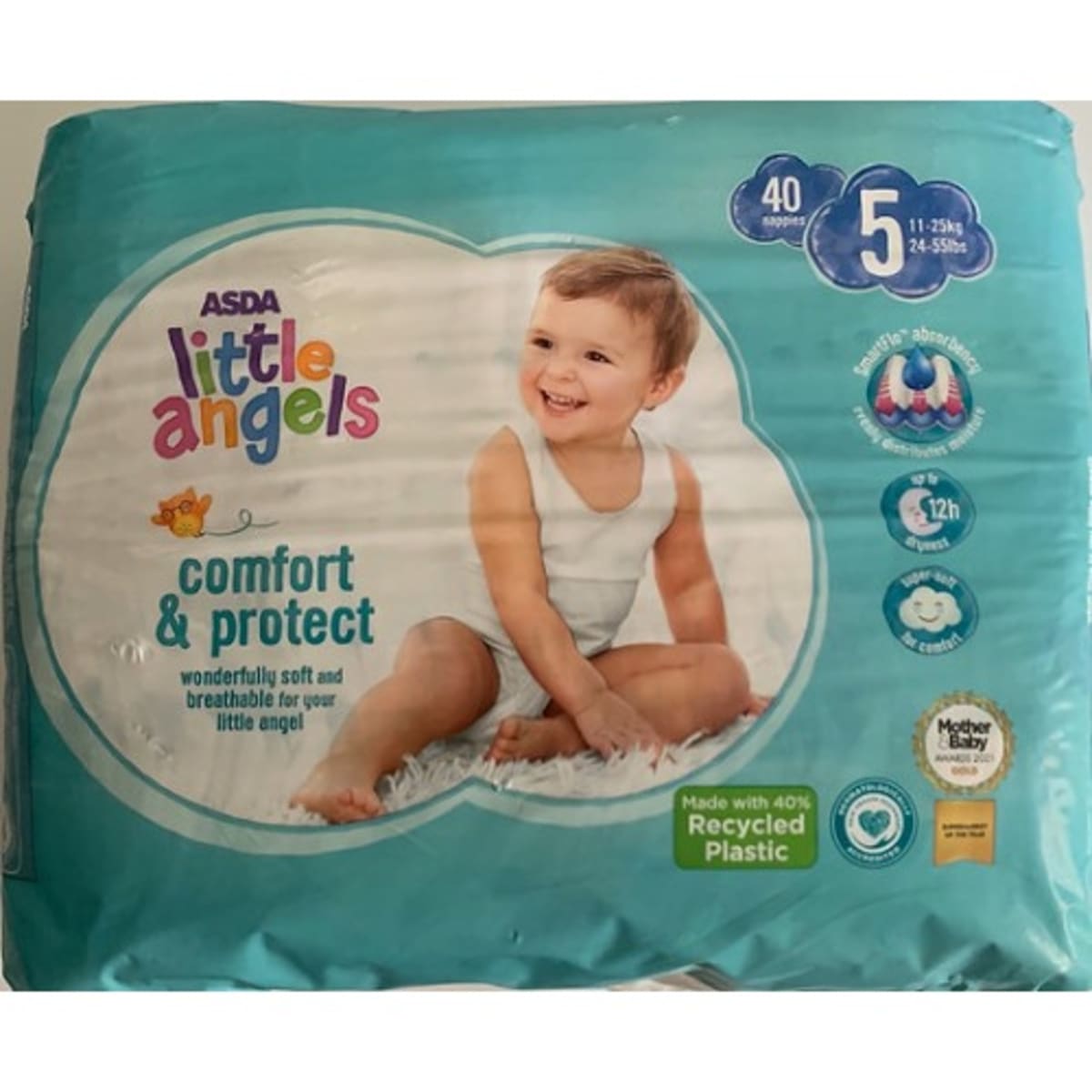 ASDA Little Angels Comfort Protect Size 5 Nappies 40pcs