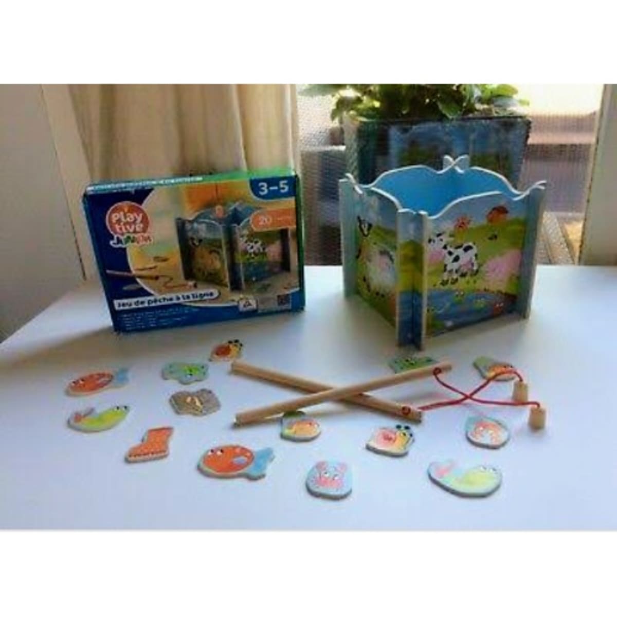 Wooden Magnetic Fishing Game Toy With Rod
