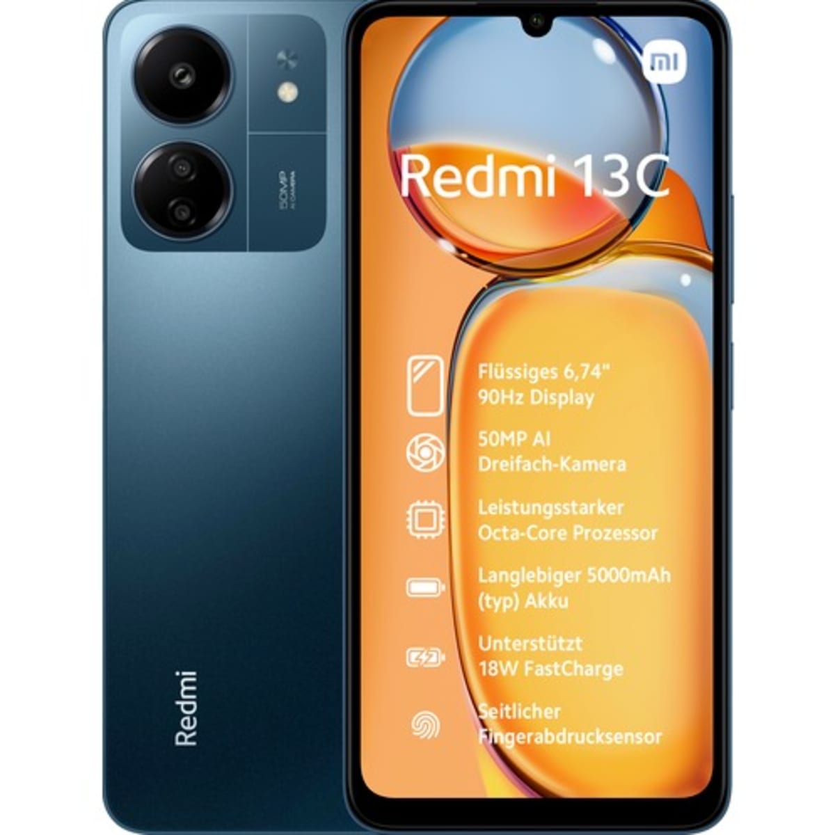 Xiaomi Redmi 13C - 6.74 - 256GB ROM - 8GB RAM - 4G LTE - Dual SIM -  Fingerprint - 5000mAh - Blue