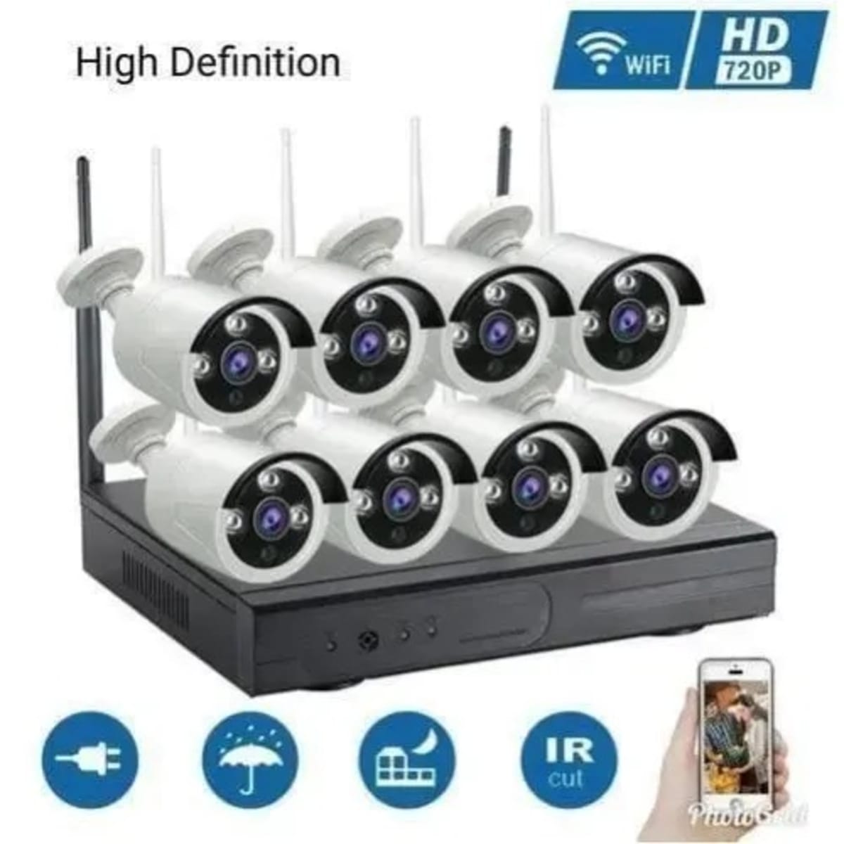Upper View 8way Wireless CCTV Camera With Day And Night Vision