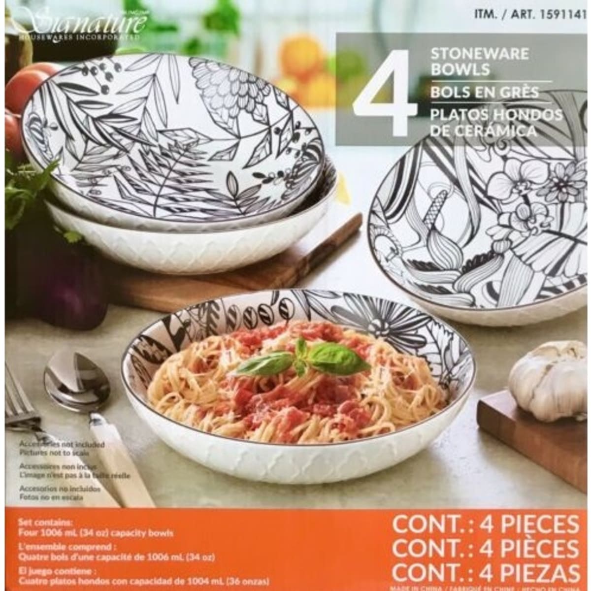 Signature 4 Piece Bowl Set Stoneware Bowls Microwave And