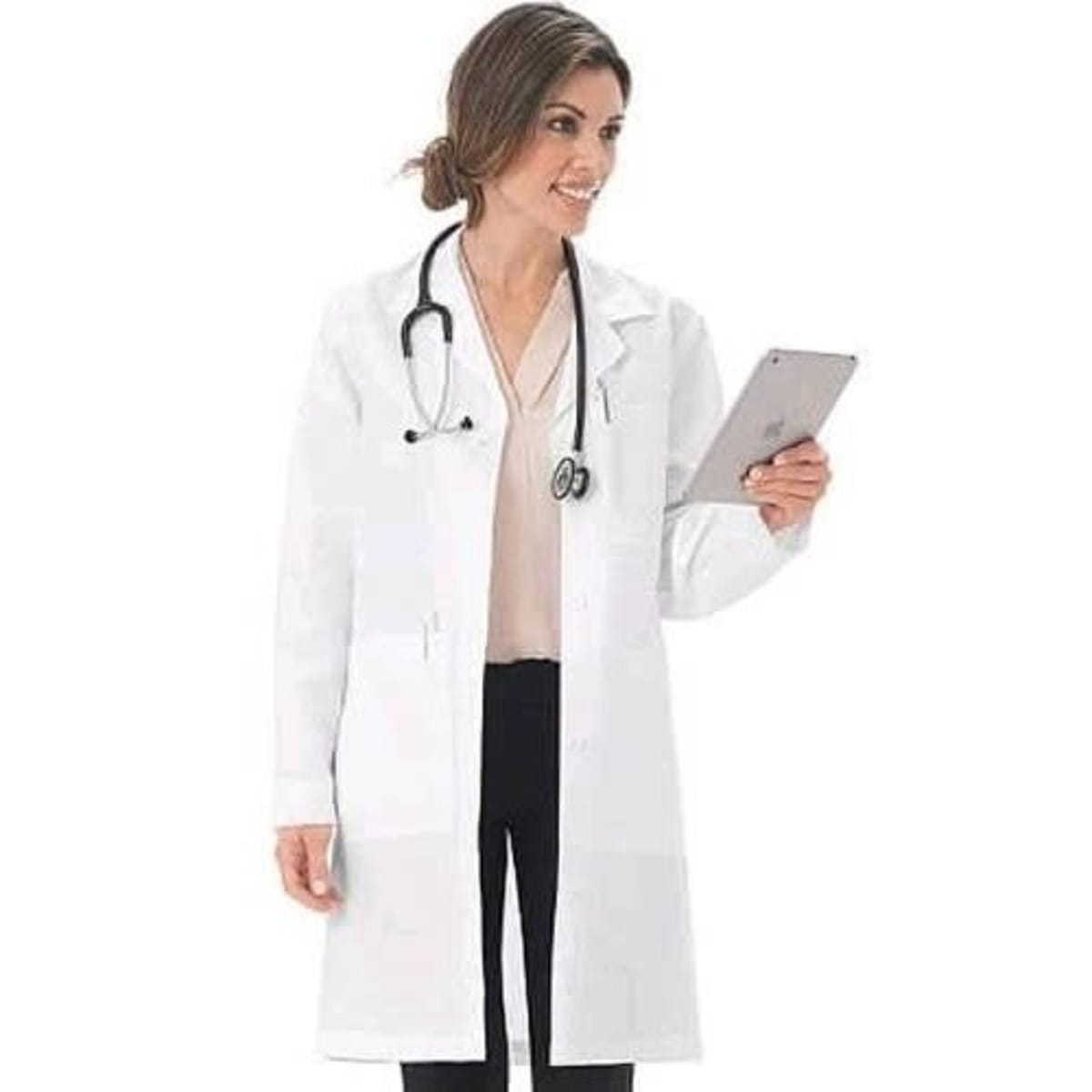 Womens knee length lab coat on sale