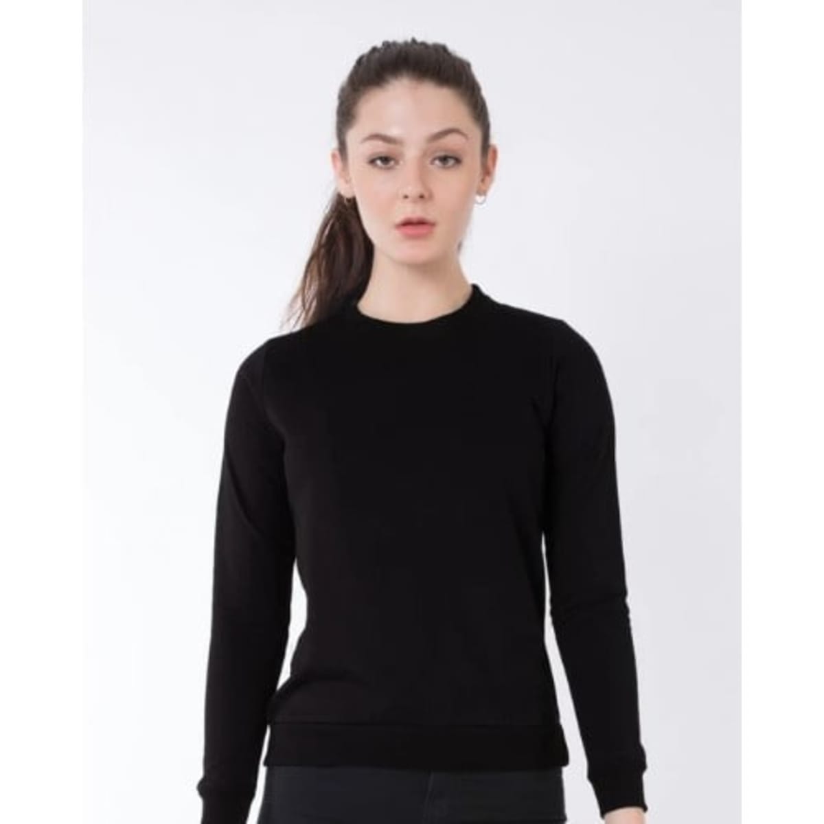 Women s Plain Sweatshirt Black Konga Online Shopping