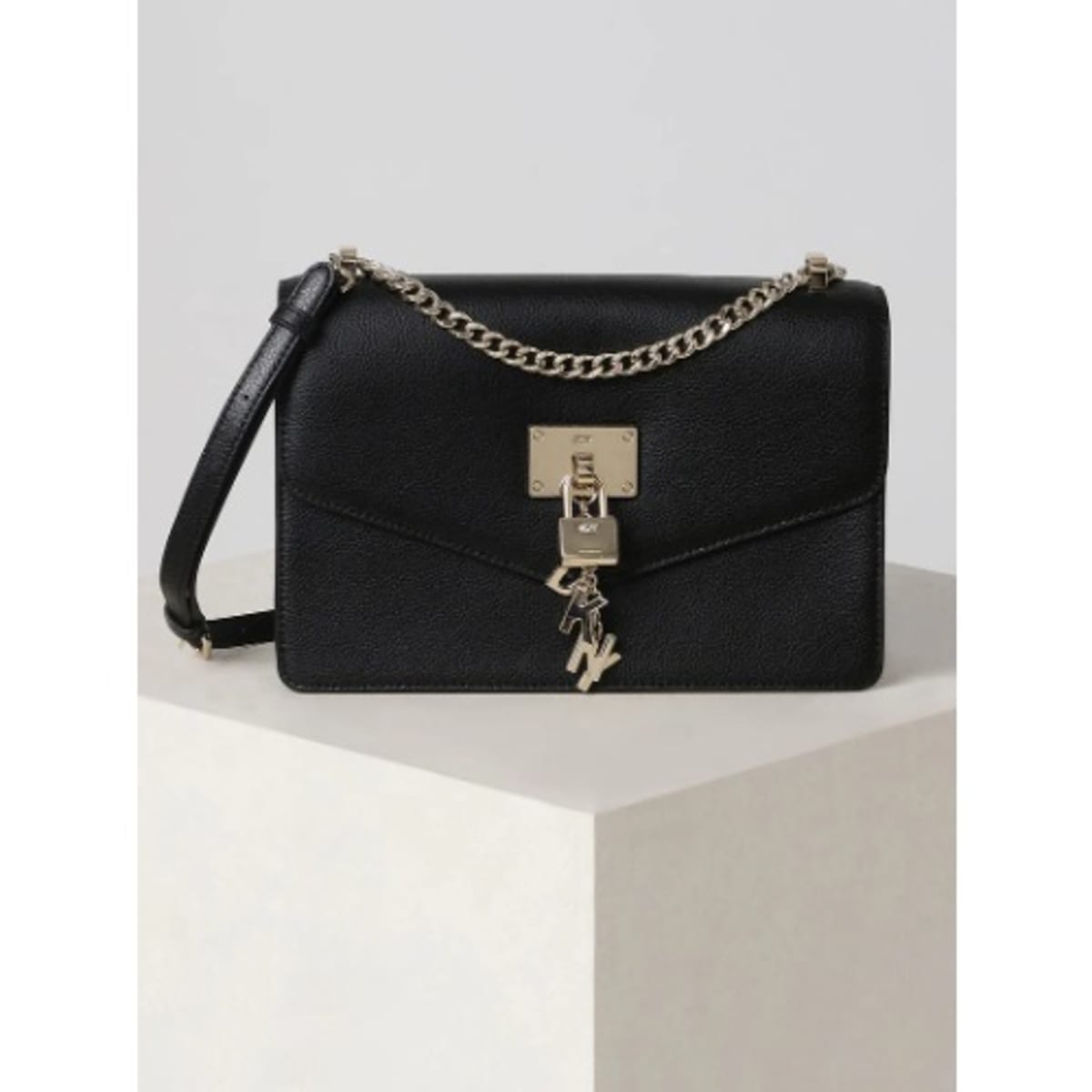 DKNY Elissa Pebbled-leather Shoulder Bag in Black