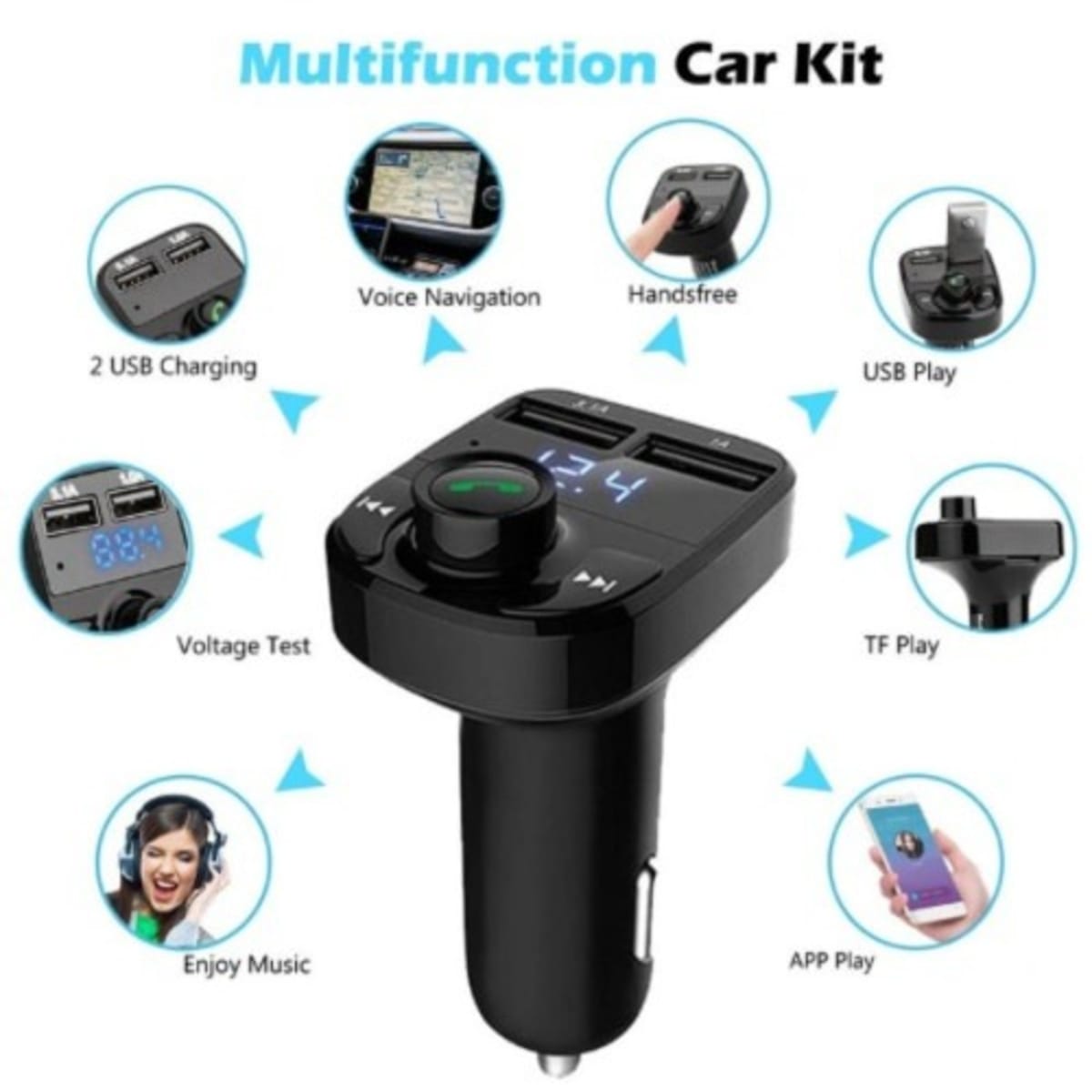 X8 Car Bluetooth Fm Transmitter Mp3 Player Multifunctional Car Charger Car  Accessories