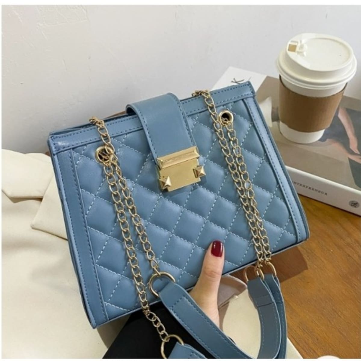 Quilted push lock new arrivals bag